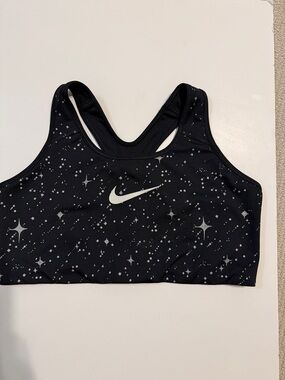 Nike Black Star-Print Racerback Sports Bra with White Swoosh